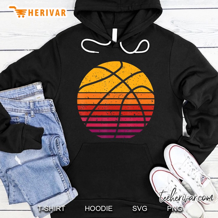 Retro Vintage Basketball Lover Ball Sunset Player Gift Coach Hoodie