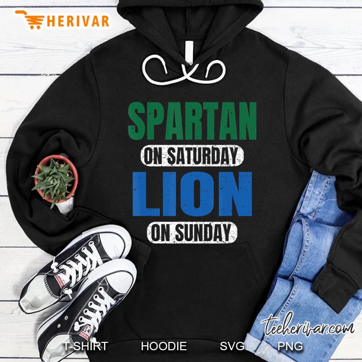 Spartan On Saturday Lion On Sunday Detroit Gift Ideas Funny Hoodie