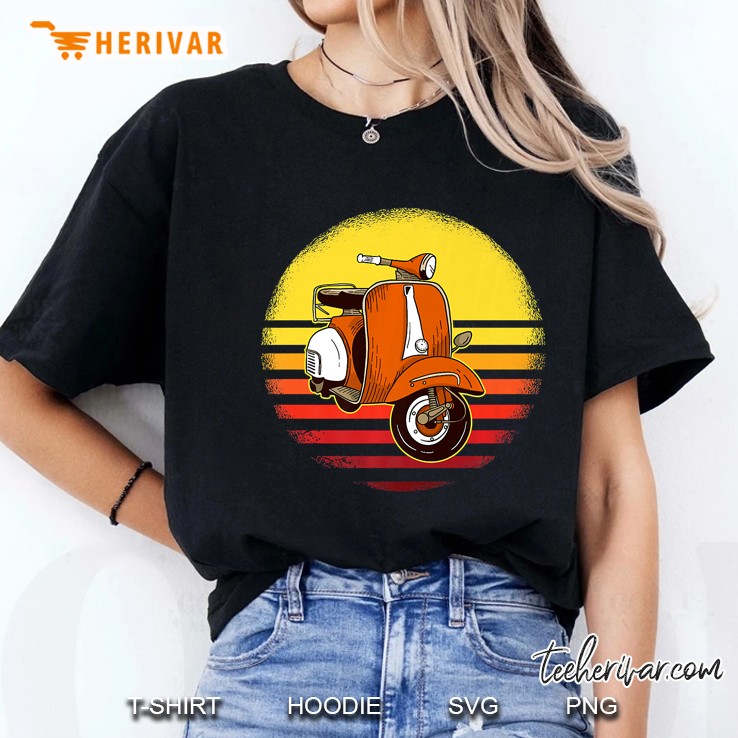 Vintage Motorbike Scooter Sunset Distressed Moped Ladies Tee