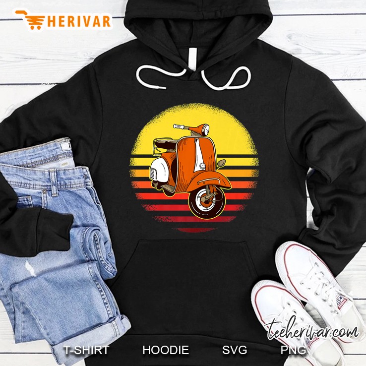 Vintage Motorbike Scooter Sunset Distressed Moped Hoodie