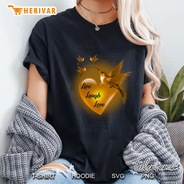 Live Laugh Love Hummingbird Heart Version Ladies Tee