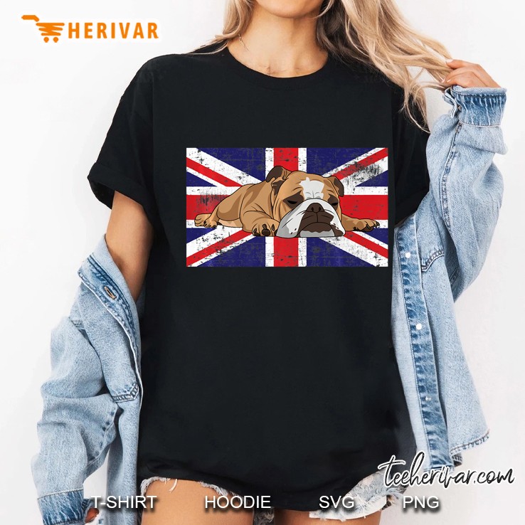 Cute English Bulldog Union Jack Flag Hoodie