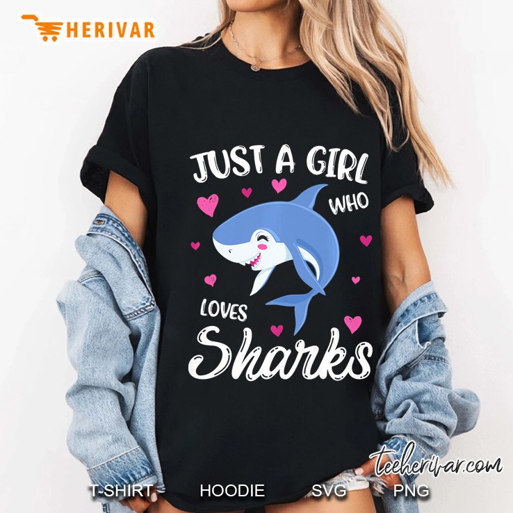Just A Girl Who Loves Sharks Women Shark Lover Gift Premium Ladies Tee