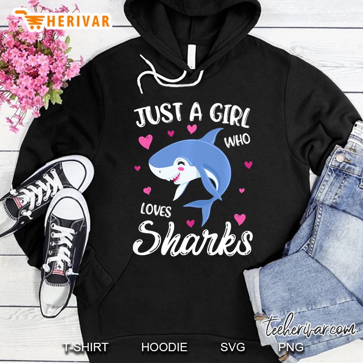 Just A Girl Who Loves Sharks Women Shark Lover Gift Premium Hoodie
