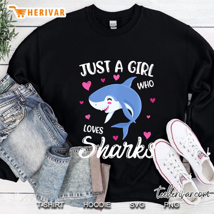 Just A Girl Who Loves Sharks Women Shark Lover Gift Premium Sweatshirt