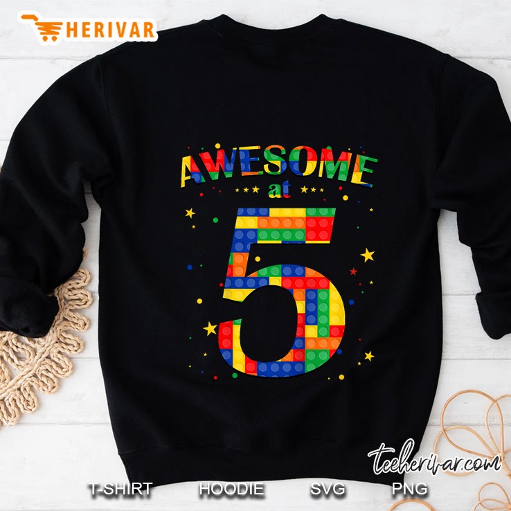 Kids Building Blocks Bricks Awesome At 5 Years Old Birthday Boy Sweatshirt