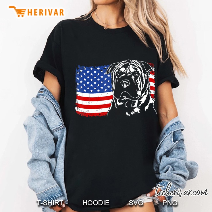 Proud Chinese Shar-Pei American Flag Patriotic Dog Gift Ladies Tee