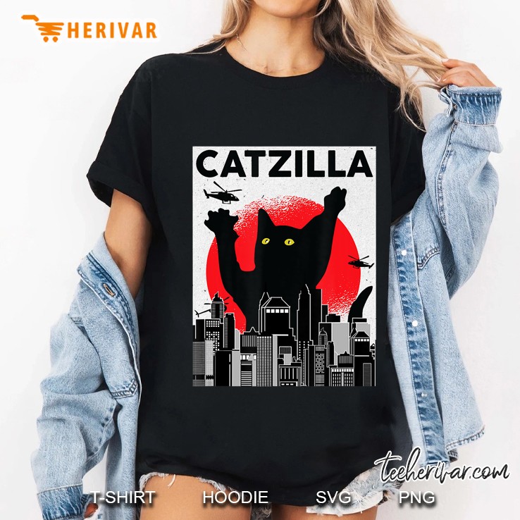 Vintage Catzilla - Japanese Cat Style - Retro Sunset Kitten Ladies Tee