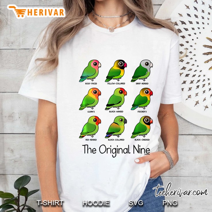 9 Species Of Lovebird Cute Cartoon Bird Lover Ladies Tee