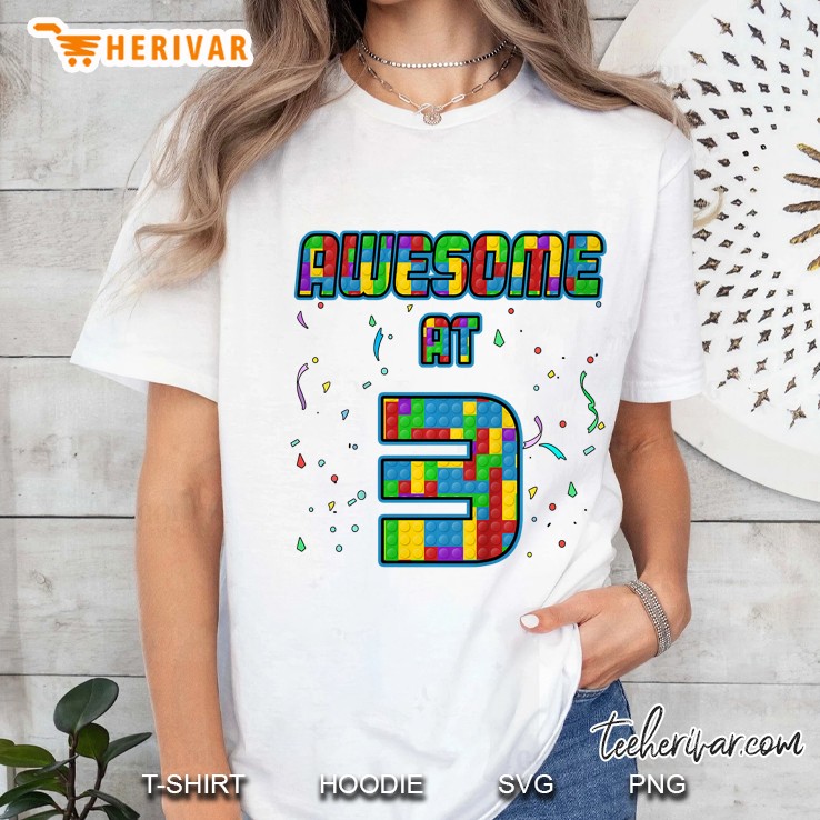 Kids 3 Years Old Birthday I Age Three Blocks Bricks Ladies Tee