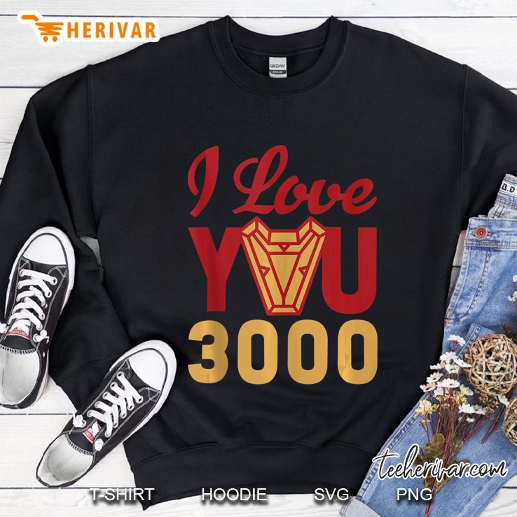 Avengers Endgame Iron Man I Love You 3000 Red Yellow Logo Tank Top Sweatshirt
