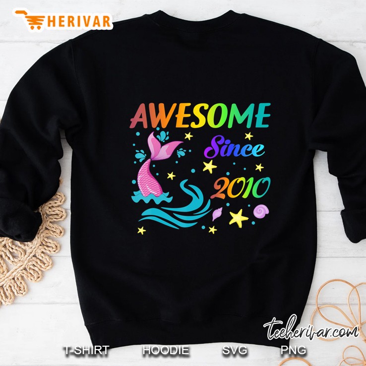 Awesome Since 2010-10Th Mermaid Birthday Girls Party Sweatshirt