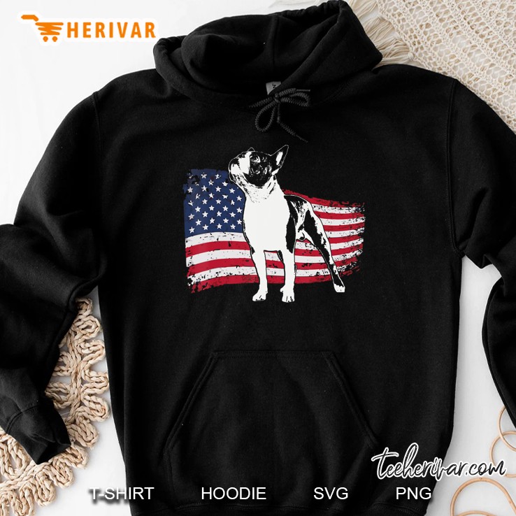 Boston Terrier Patriotic American Flag Hoodie