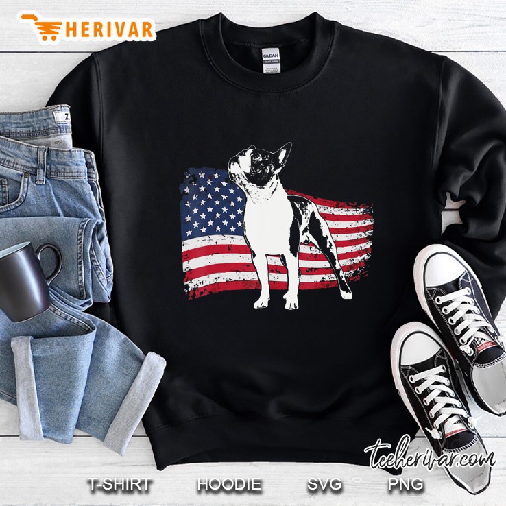 Boston Terrier Patriotic American Flag Sweatshirt