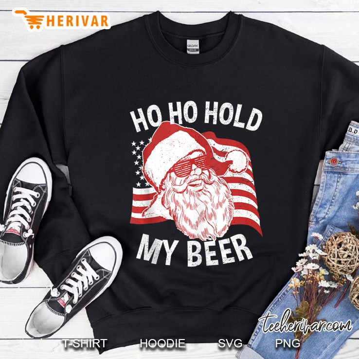 Christmas In July Shirt Santa Ho Ho Hold My Beer Tank Top Sweatshirt