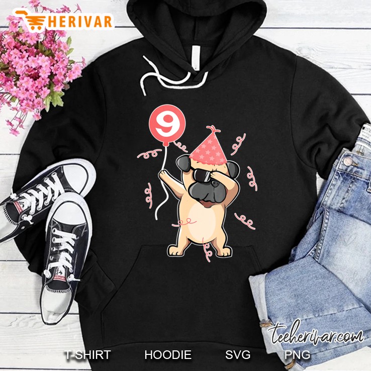 Cute Pug Dog Dabbing Dance Shirt Happy Birthday 9 Years Old Mugs