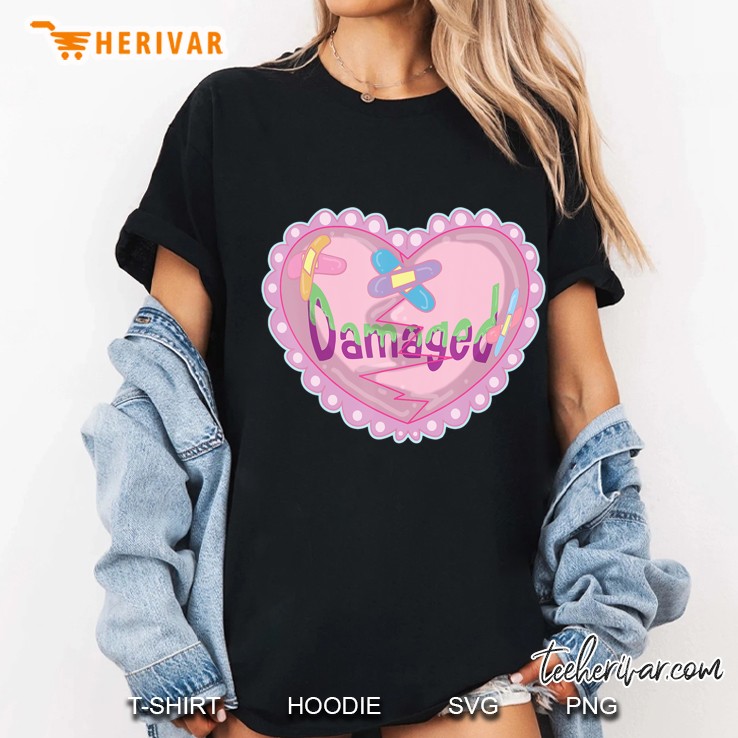 Damaged Heart With Bandaids Yami Kawaii Ladies Tee
