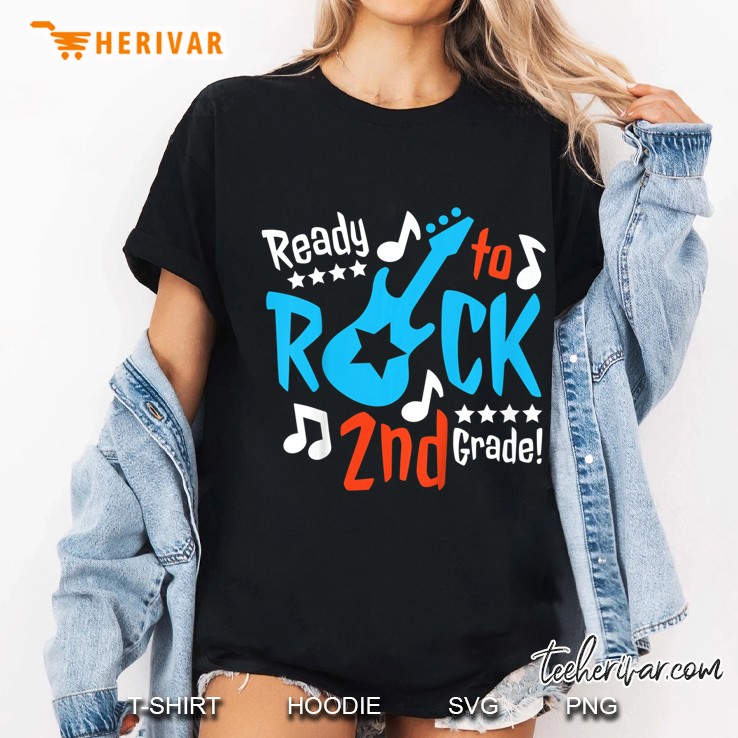 Kids Ready To Rock 2Nd Grade Fun Guitar Music Back To School Ladies Tee