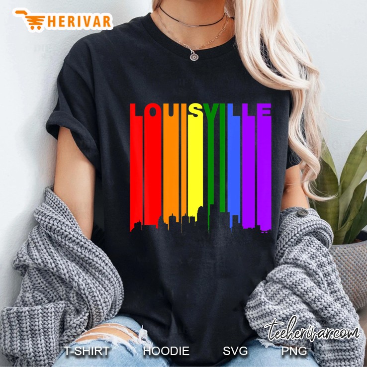 Louisville Kentucky Lgbtq Gay Pride Rainbow Skyline Hoodie