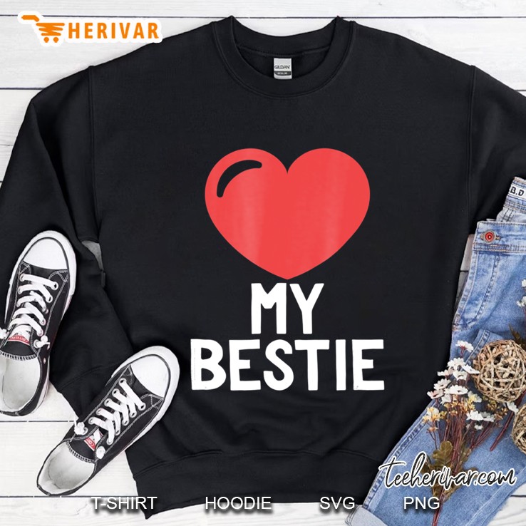 Love My Bestie Heart Design Best Friend Inspired Sweatshirt