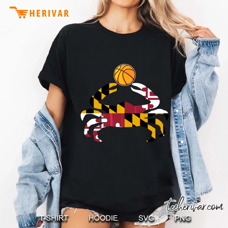 Maryland State Flag Blue Crab Pride Shirt With Basketball Hoodie