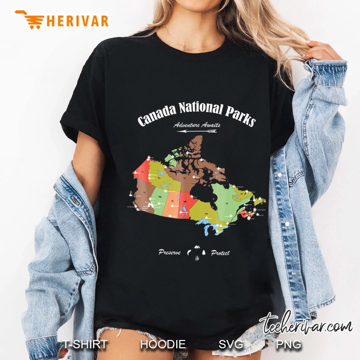 National Park Map All 39 Canadian National Parks Hoodie