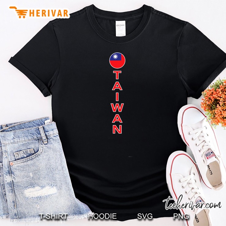 Taiwanese Flag Round Pocket Modern Easy Read Vertical Taiwan Shirt