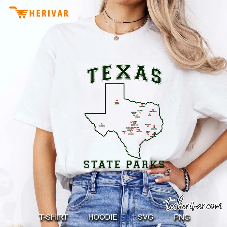 Texas State Parks Map Camping Ladies Tee