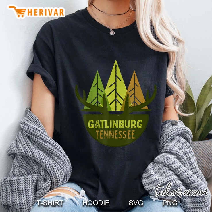 Gatlinburg, Tennessee Great Smoky Mountains Deer Antler Ladies Tee
