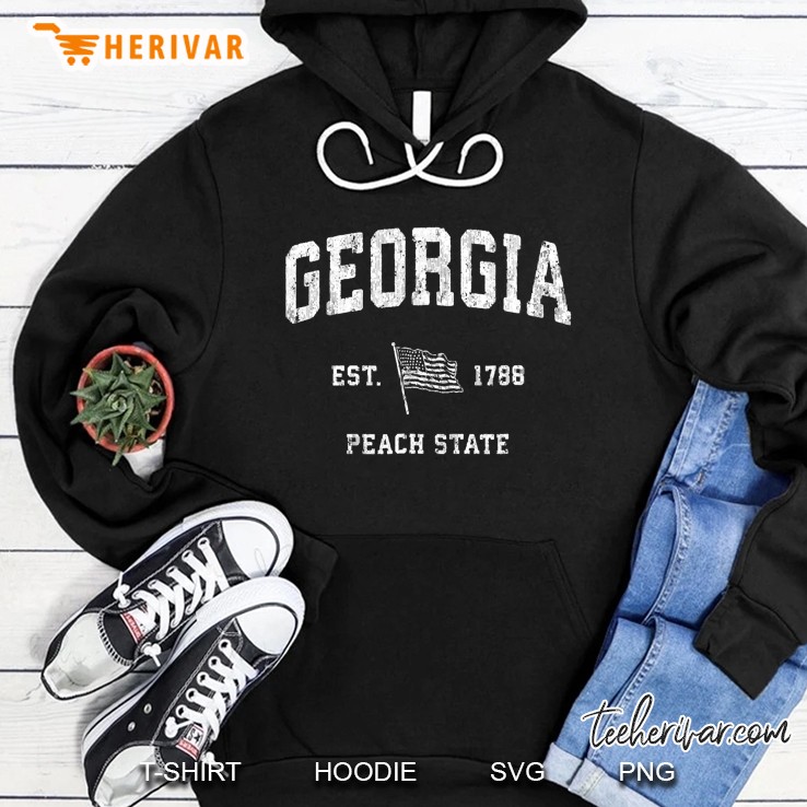 Georgia Vintage Us Flag Sports Design Tee Hoodie