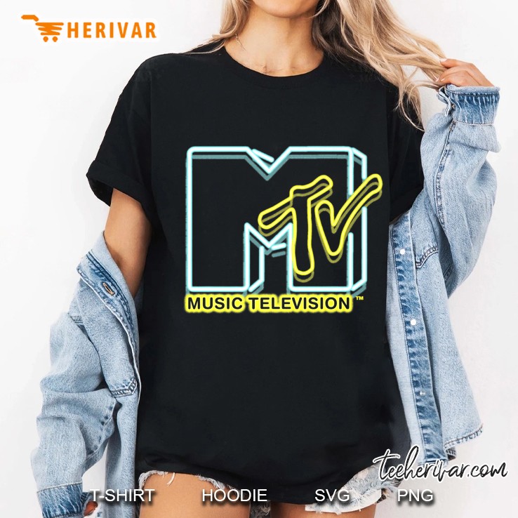 Mtv Neon Lights Sign Logo Retro Premium Ladies Tee