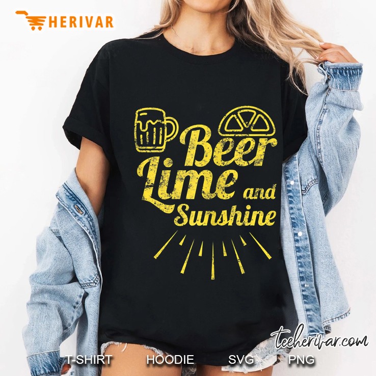 Vintage Beer Lime And Sunshine Fun Drinking Relaxation Gift Ladies Tee