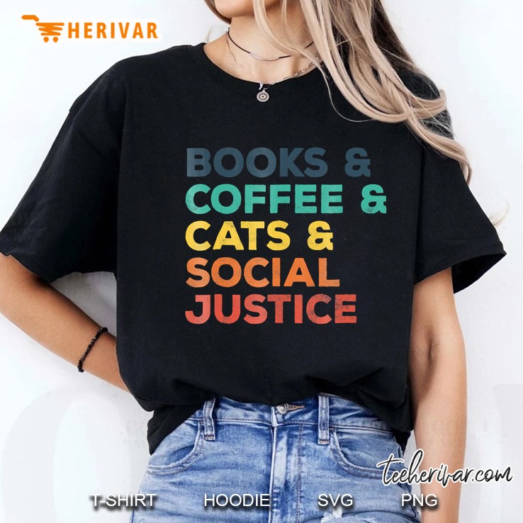Vintage Books Coffee Cats Social Justice Protest Ladies Tee