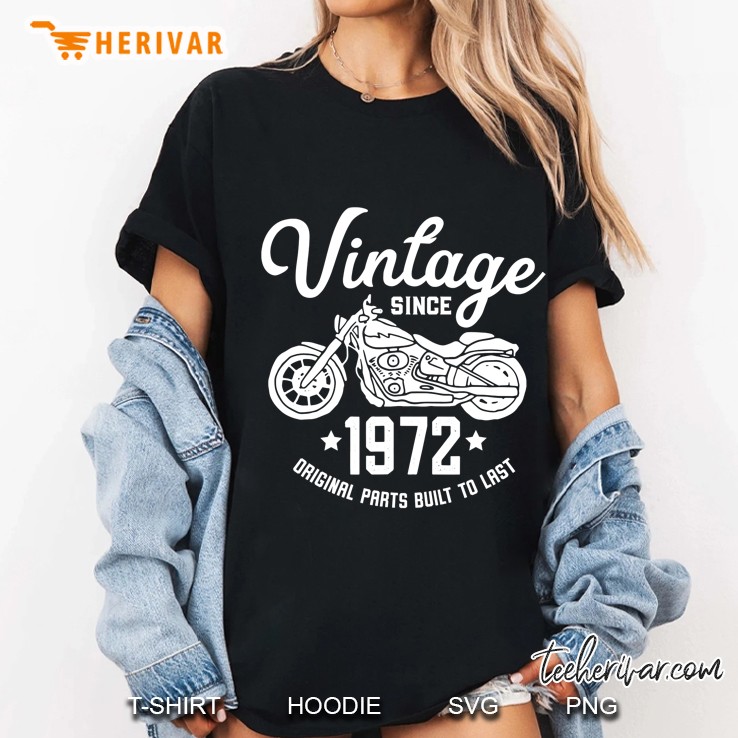 Vintage Retro Motorcycle Birthday 1972 Rider Ladies Tee