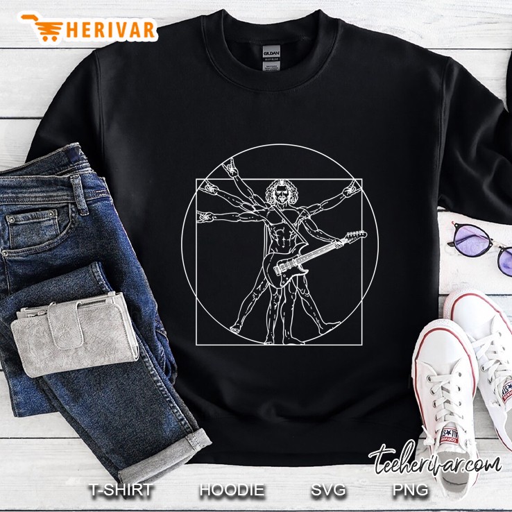 Vitruvian Man Guitar Shirt Da Vinci Guitarist Rocker Gift Sweatshirt