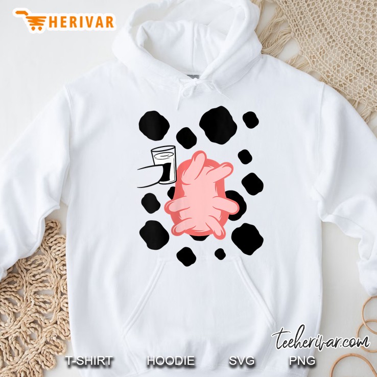 Cow Skin Halloween Udder With Glass Milk Easy Costume Hoodie