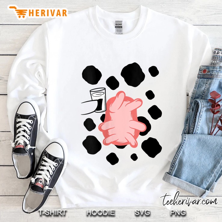 Cow Skin Halloween Udder With Glass Milk Easy Costume Sweatshirt