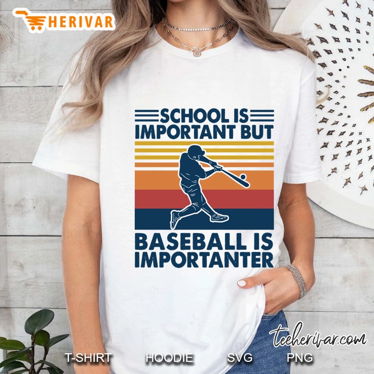 School Is Important But Baseball Is Importanter Vintage Version Ladies Tee