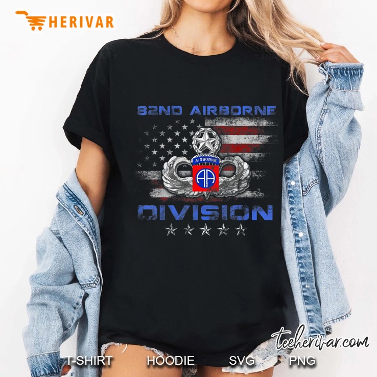 82Nd Airborne Division Veteran American Flag Tshirt Mens Ladies Tee
