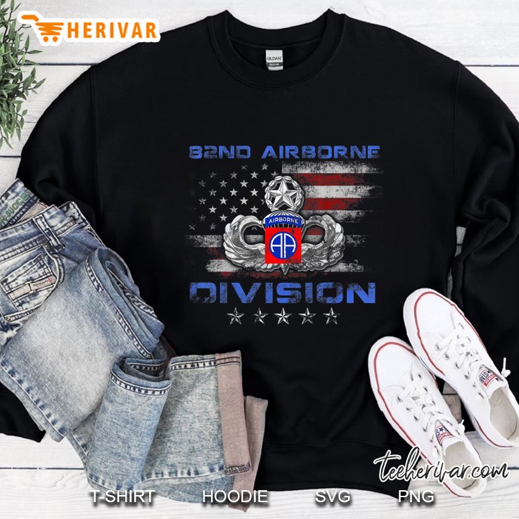82Nd Airborne Division Veteran American Flag Tshirt Mens Sweatshirt