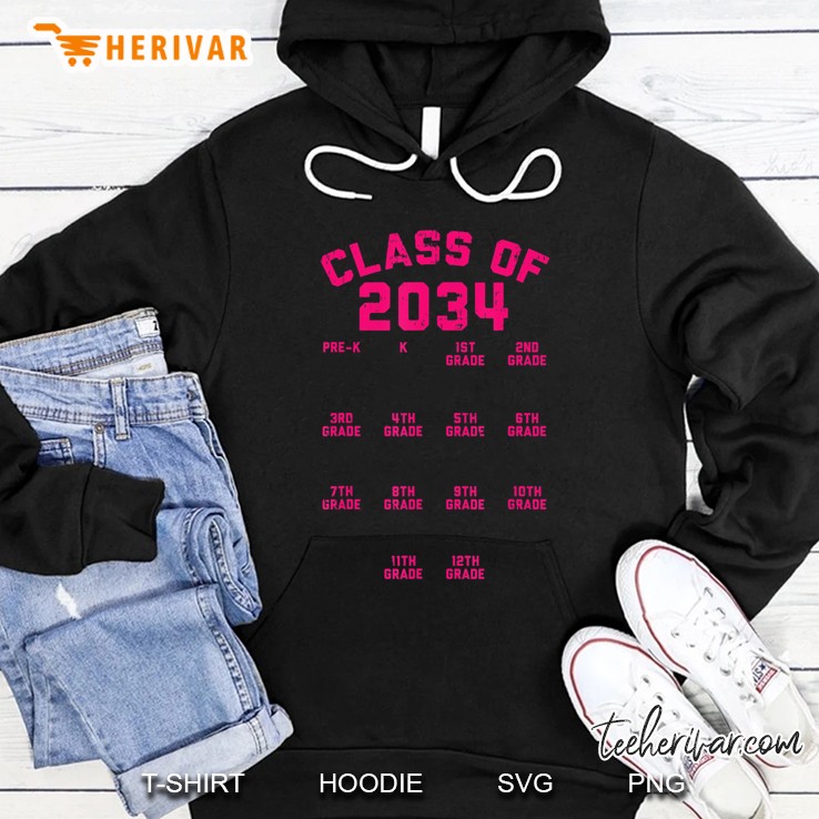 Class Of 2034 Grade Pre-K Grow With Me Handprint Gift Hoodie