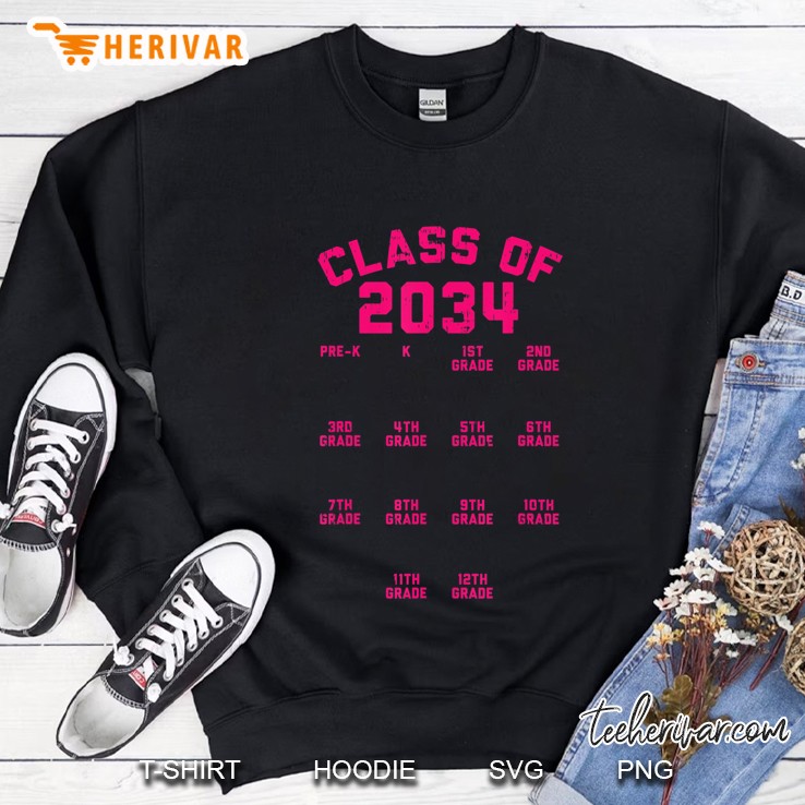Class Of 2034 Grade Pre-K Grow With Me Handprint Gift Sweatshirt
