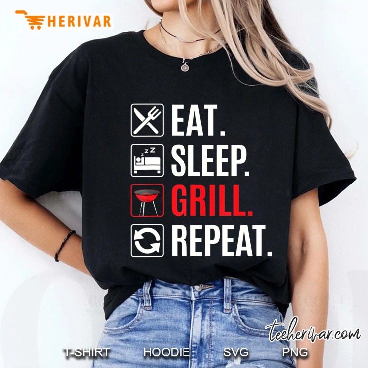 Eat Sleep Grill Repeat Barbecue Bbq Grill Ladies Tee