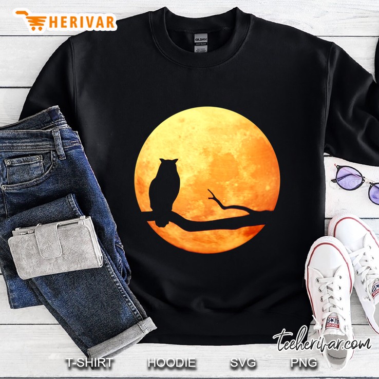 Full Moon Owl Silhouette Shirt Cute Owl Gift Men Women Kids Sweatshirt