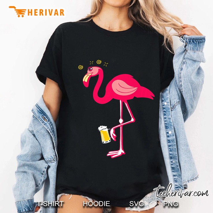 Funny Pink Flamingo Lover Beer Lover Drink Beer Ladies Tee