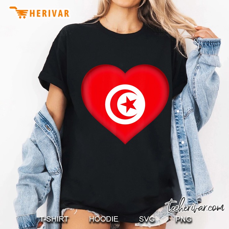 I Love Tunisia Tunisian Flag Heart Outfit Ladies Tee