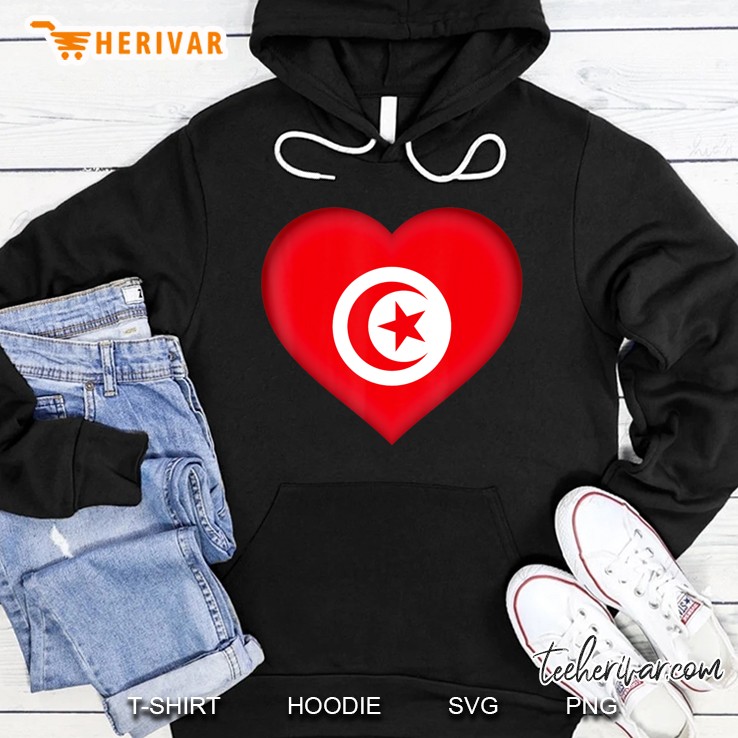 I Love Tunisia Tunisian Flag Heart Outfit Hoodie