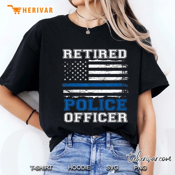 Retired Police Officer Thin Blue Line Us Flag Hoodie