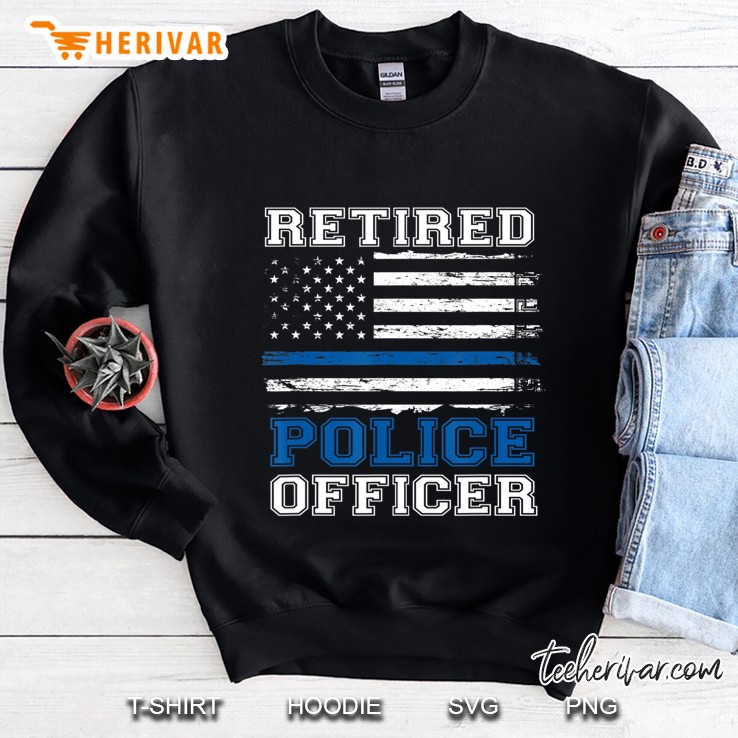 Retired Police Officer Thin Blue Line Us Flag Mugs