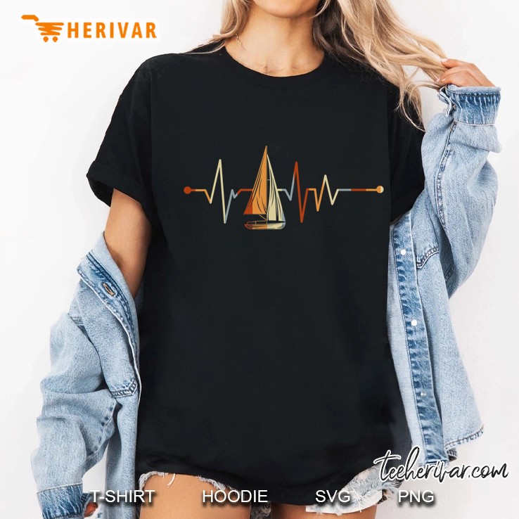 Sea Captain Gift Sail Boat Heartbeat Boat Sailing Ladies Tee